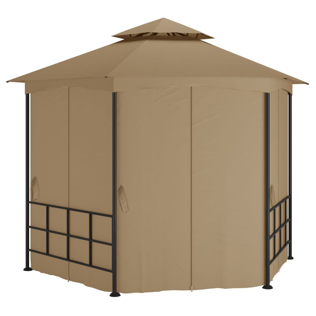Paviljong med sidevegger 3,1x2,7 m gråbrun