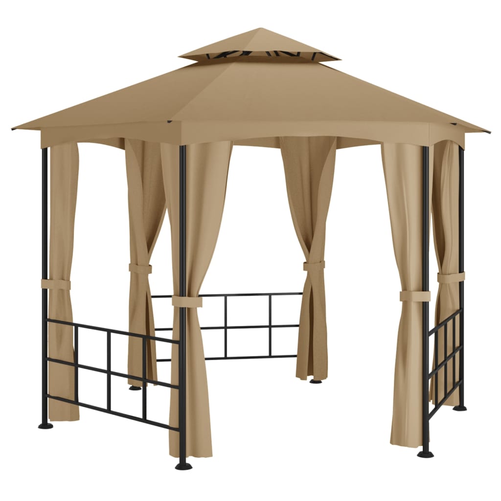 Paviljong med sidevegger 3,1x2,7 m gråbrun