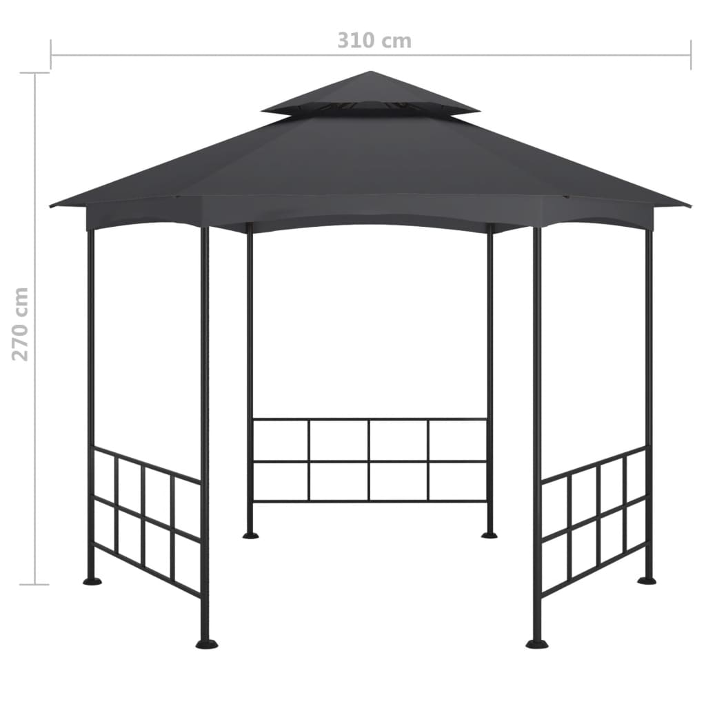 Paviljong med sidevegger 3,1x2,7 m antrasitt