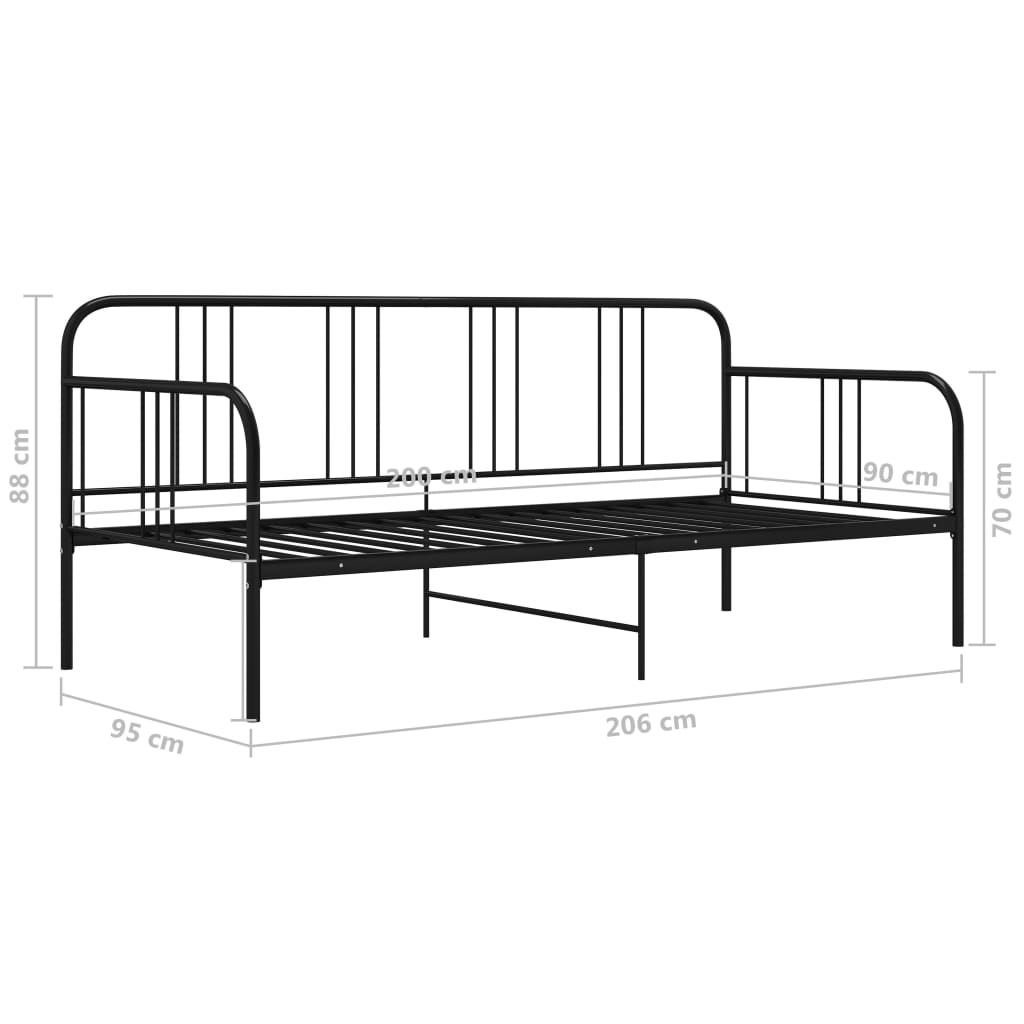 Ramme til sovesofa svart metall 90x200 cm