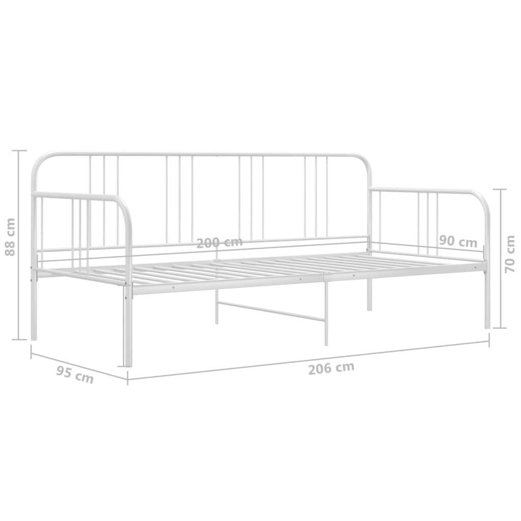 Ramme til sovesofa hvit metall 90x200 cm