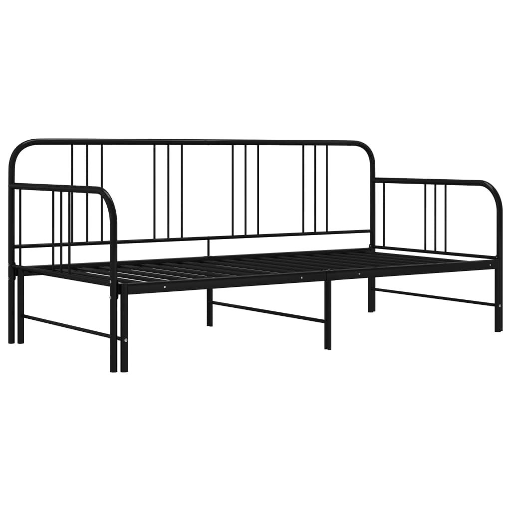 Uttrekkbar ramme til sovesofa svart metall 90x200 cm