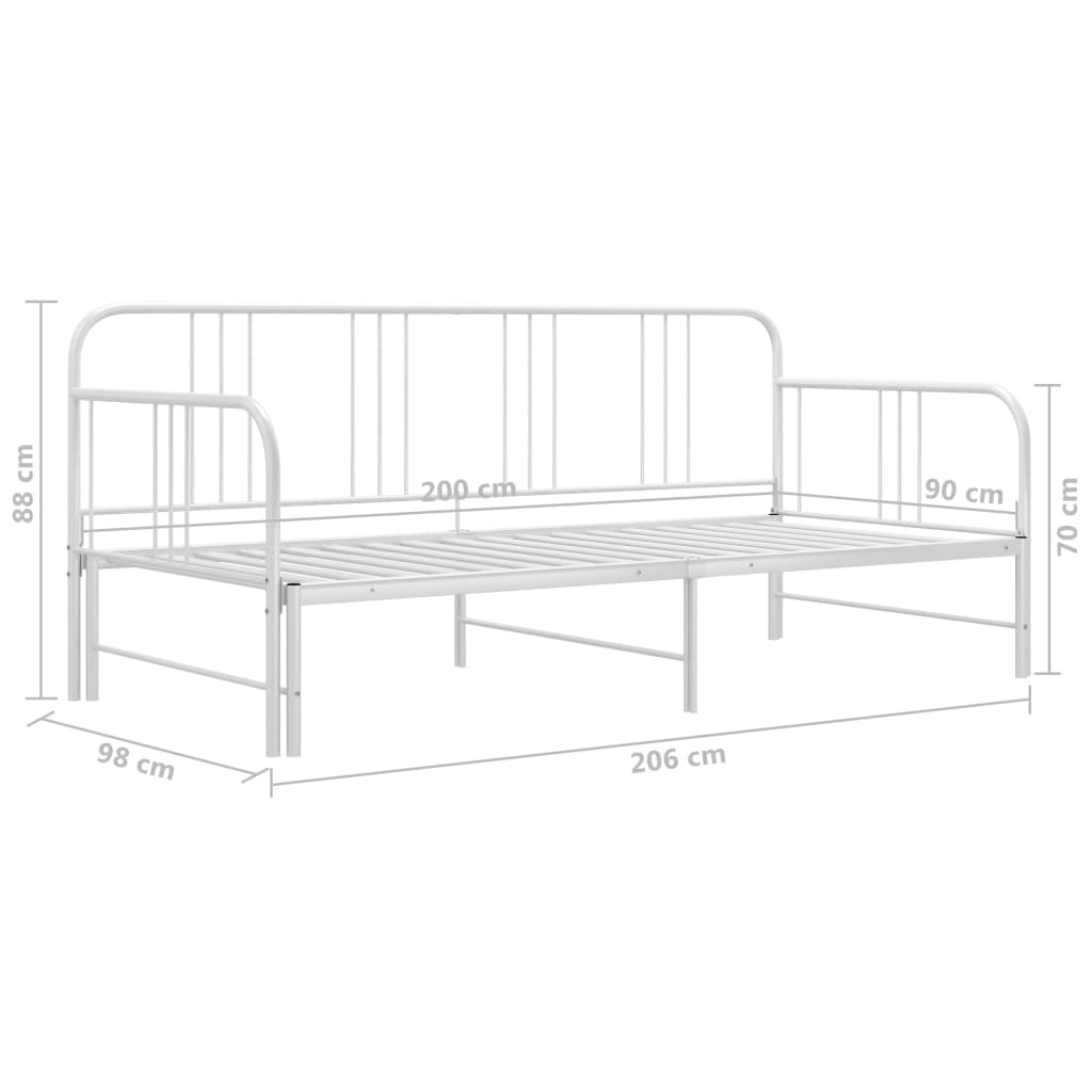 Uttrekkbar ramme til sovesofa hvit metall 90x200 cm