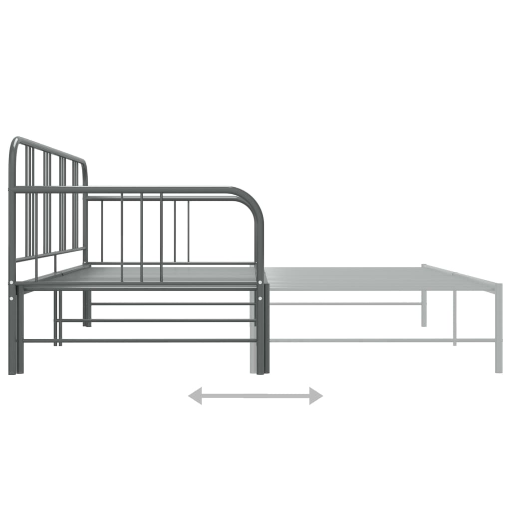 Uttrekkbar ramme til sovesofa grå metall 90x200 cm