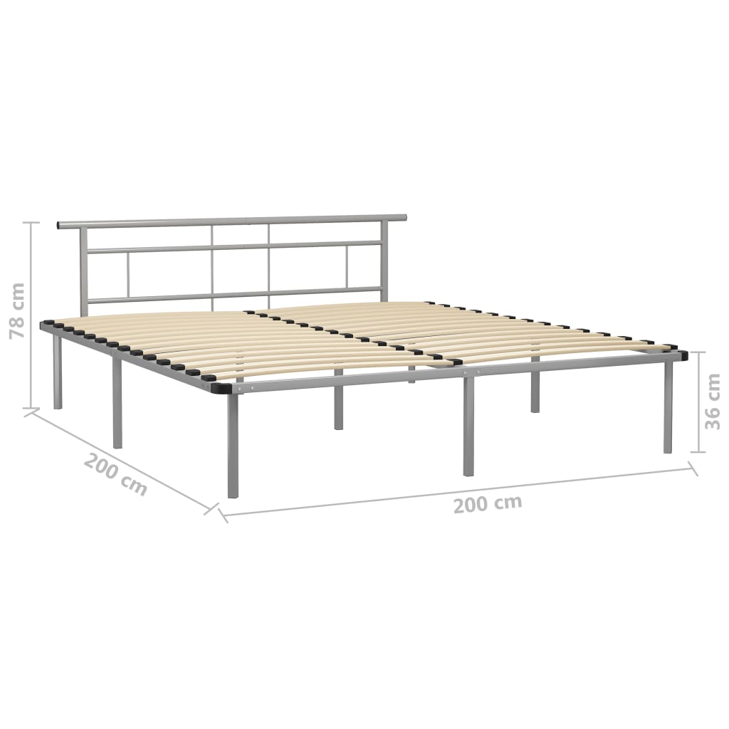 Sengeramme grå metall 200x200 cm