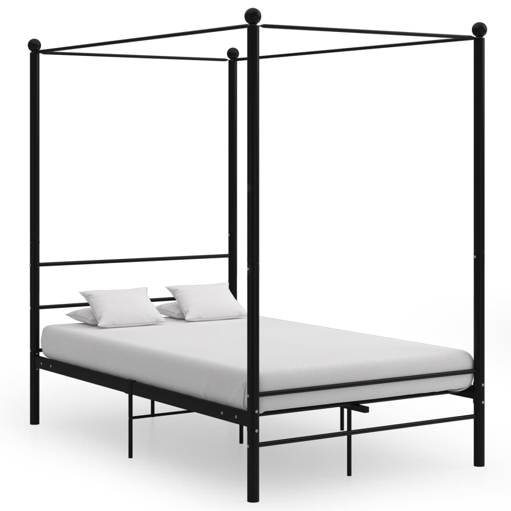 Himmelsengeramme svart metall 140x200 cm