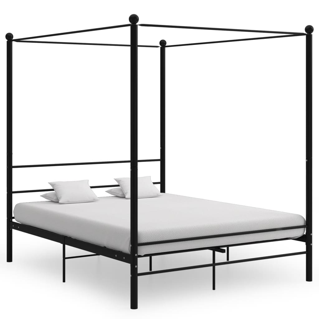 Himmelsengeramme svart metall 160x200 cm