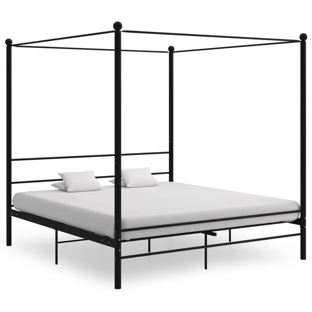 Himmelsengeramme svart metall 180x200 cm