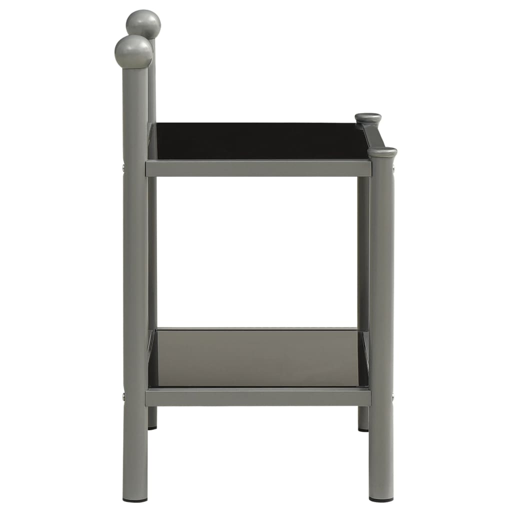 Nattbord 2 stk grå og svart metall og glass