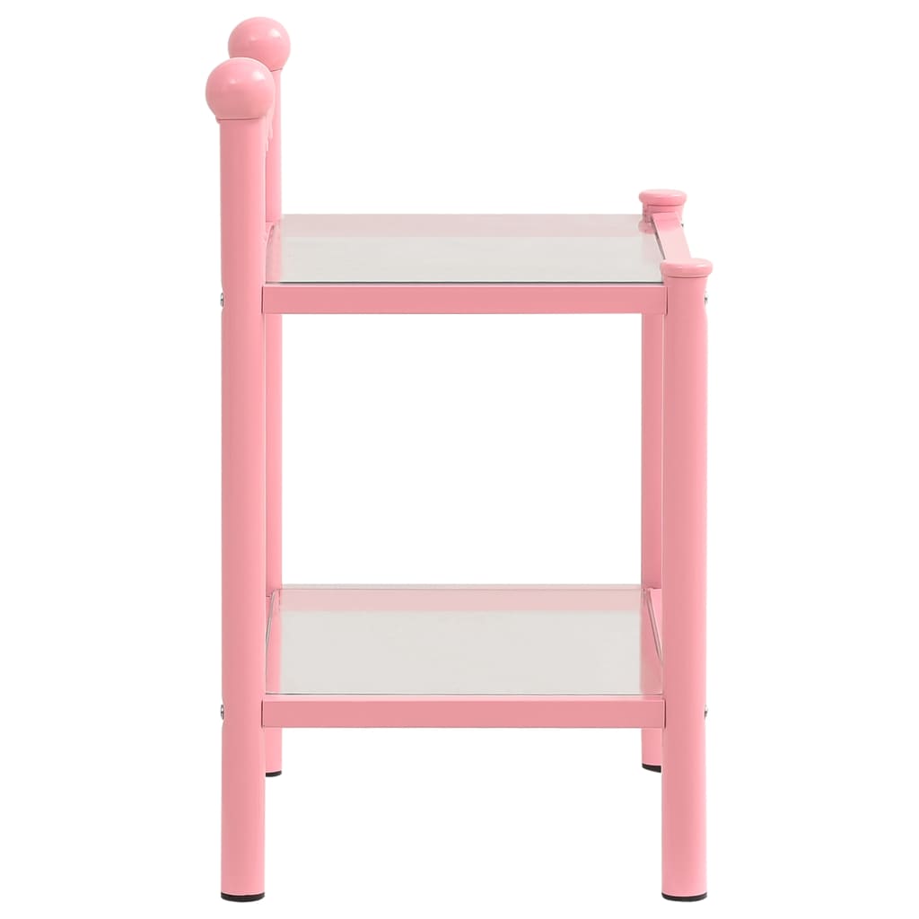 Nattbord 2 stk rosa og gjennomsiktig metall og glass