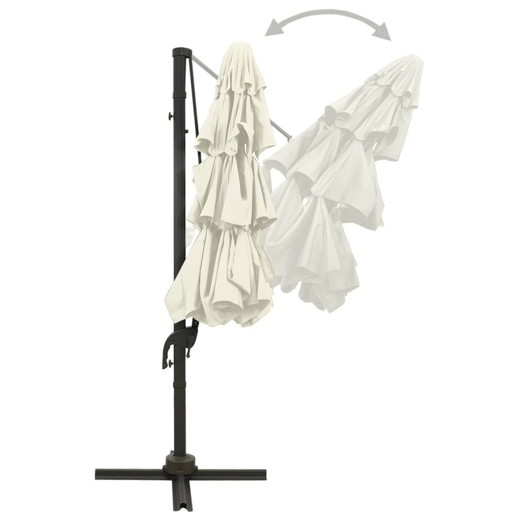 Parasoll med aluminiumsstang 4 nivåer 3x3 m sand