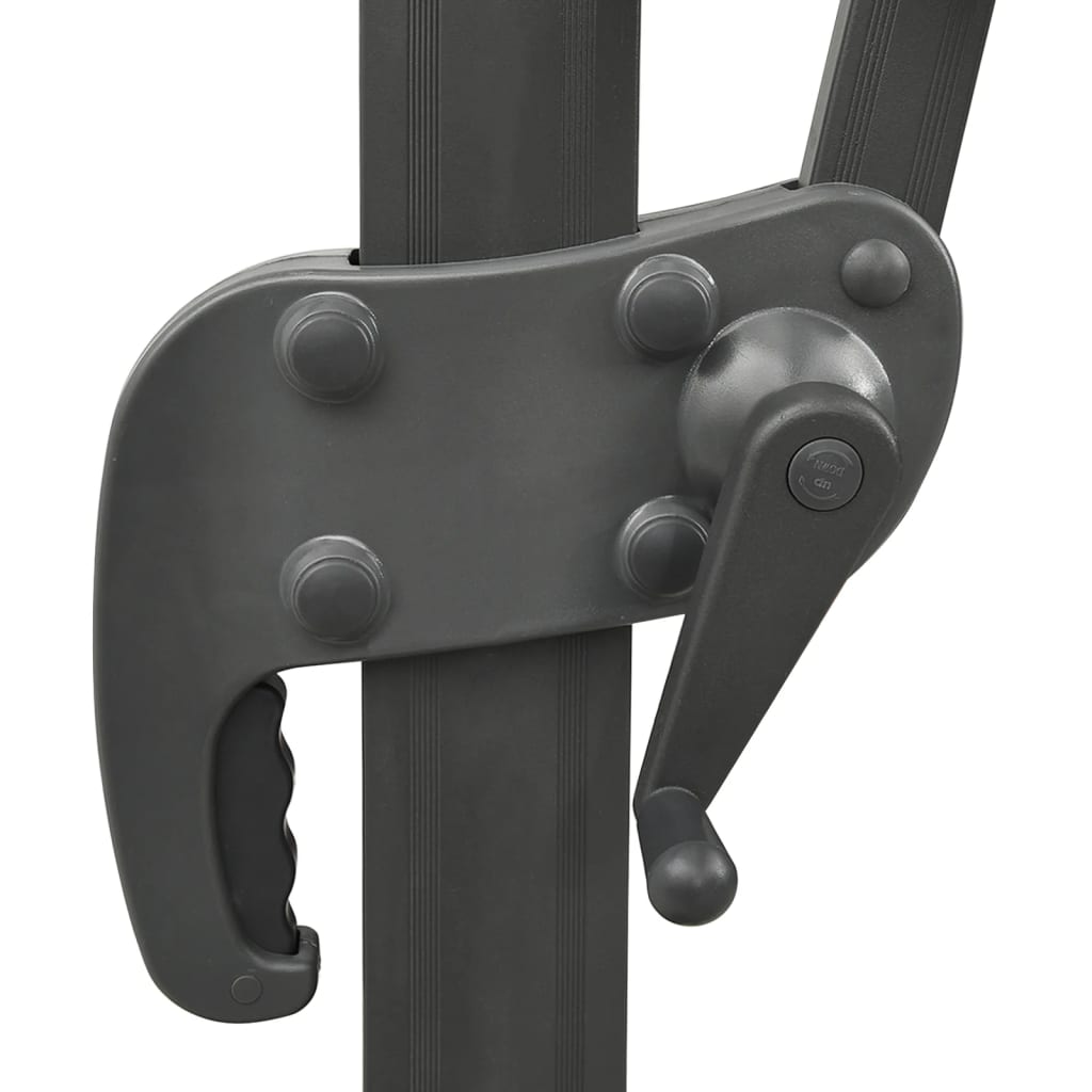 Hengende hageparasoll med stang og LED-lys asurblå 300 cm