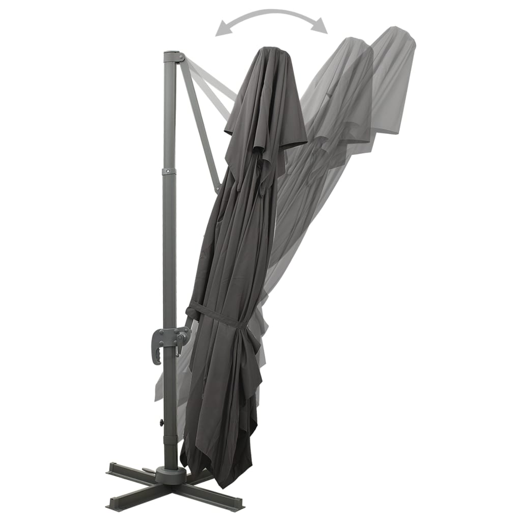 Hengende hageparasoll med dobbel topp antrasitt 250x250 cm