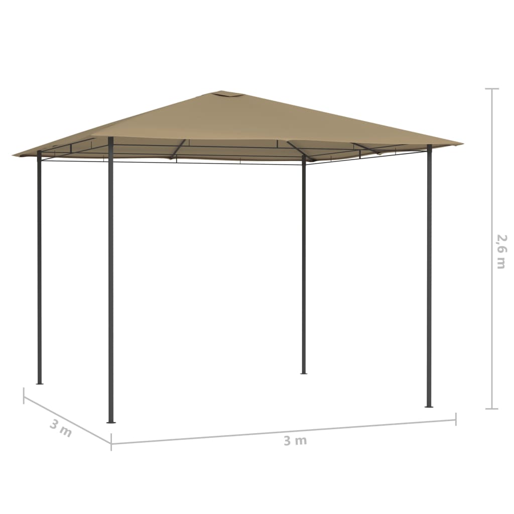 Paviljong 3x3x2,6 m gråbrun 160 g/m²