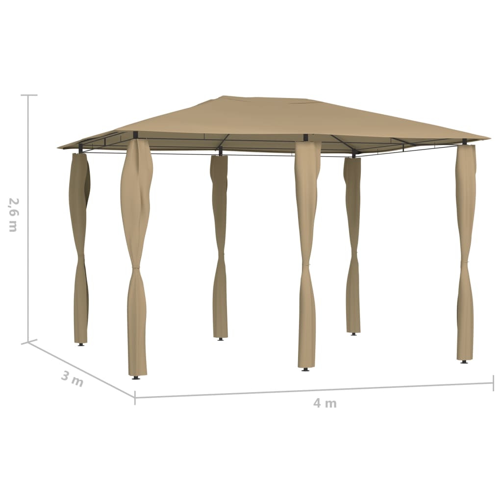 Paviljong med stolpetrekk 3x4x2,6 m gråbrun 160 g/m²