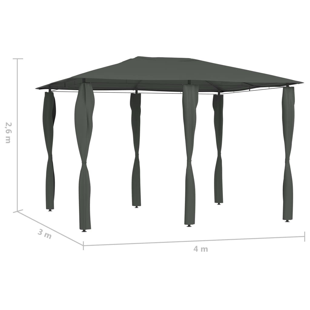 Paviljong med stolpetrekk 3x4x2,6 m antrasitt 160 g/m²