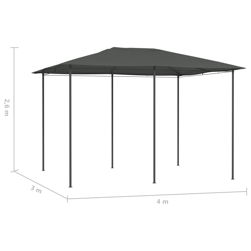 Paviljong 3x4x2,6 m antrasitt 160 g/m²