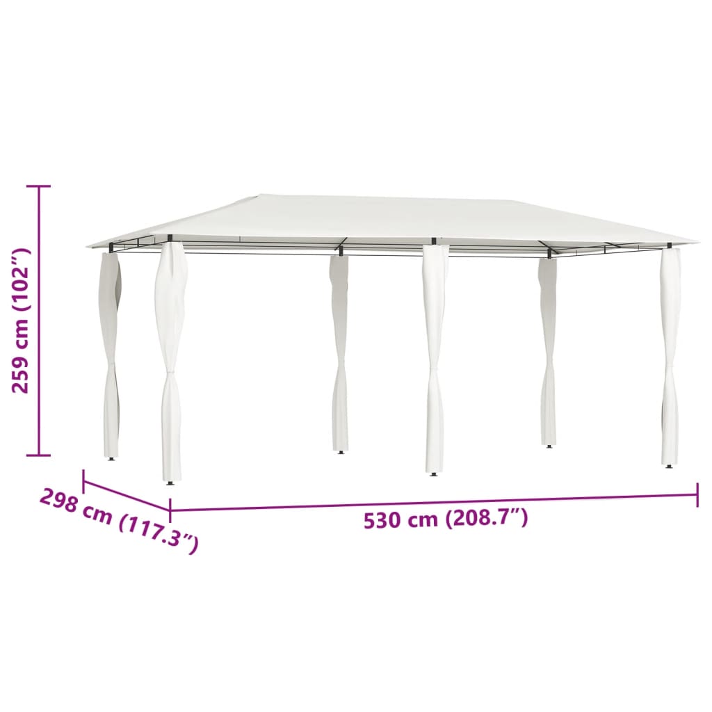 Paviljong med stolpetrekk 3x6x2,6 m krem 160 g/m²