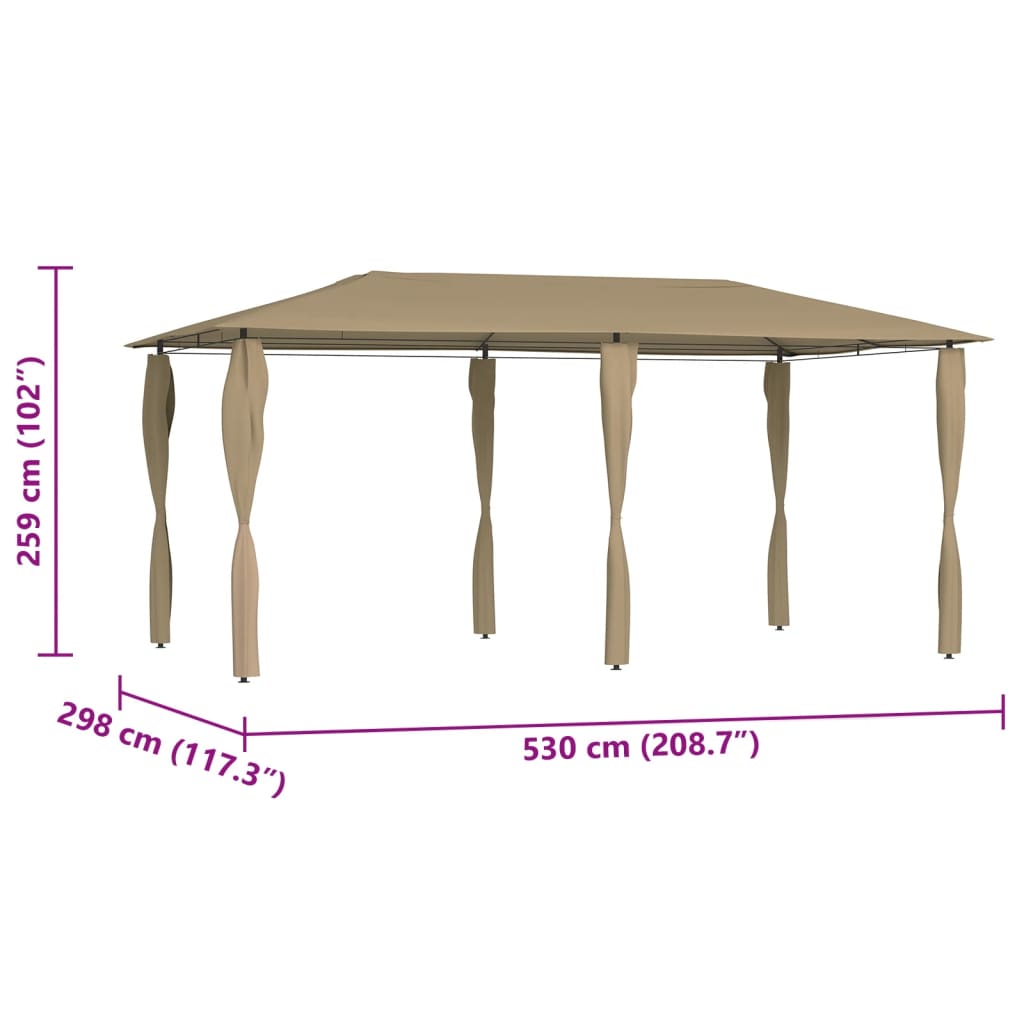 Paviljong med stolpetrekk 3x6x2,6 m gråbrun 160 g/m²