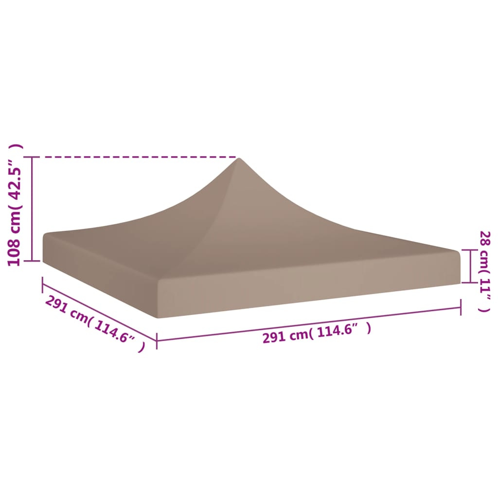 Teltduk for festtelt 3x3m gråbrun 270 g/m²