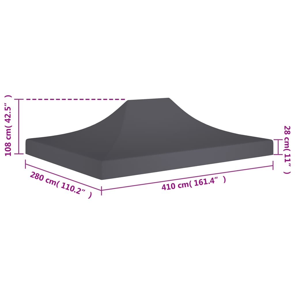 Teltduk for festtelt 4x3 m antrasitt 270 g/m²