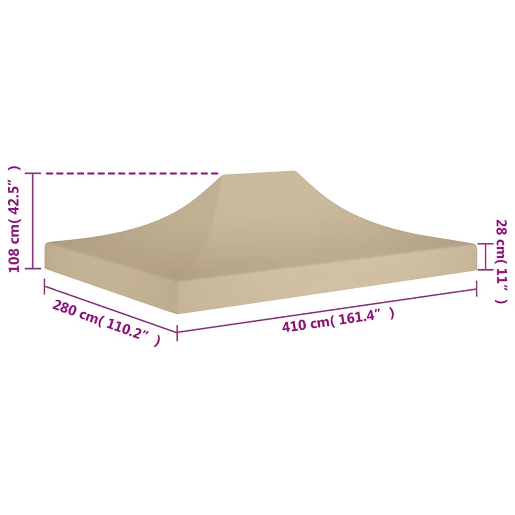 Teltduk for festtelt 4x3 m beige 270 g/m²