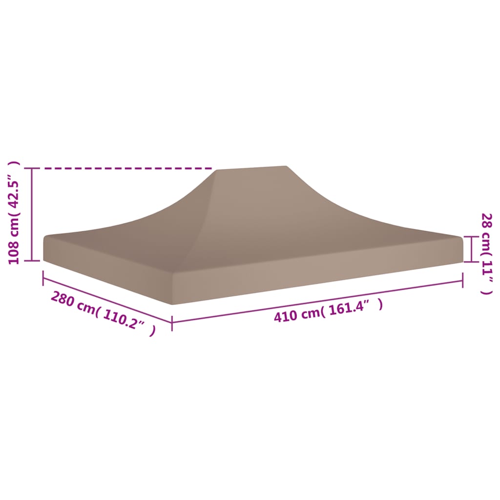 Teltduk for festtelt 4x3 m gråbrun 270 g/m²