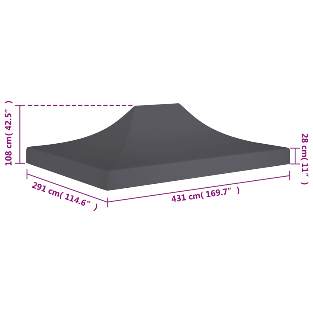 Teltduk for festtelt 4,5x3 m antrasitt 270 g/m²