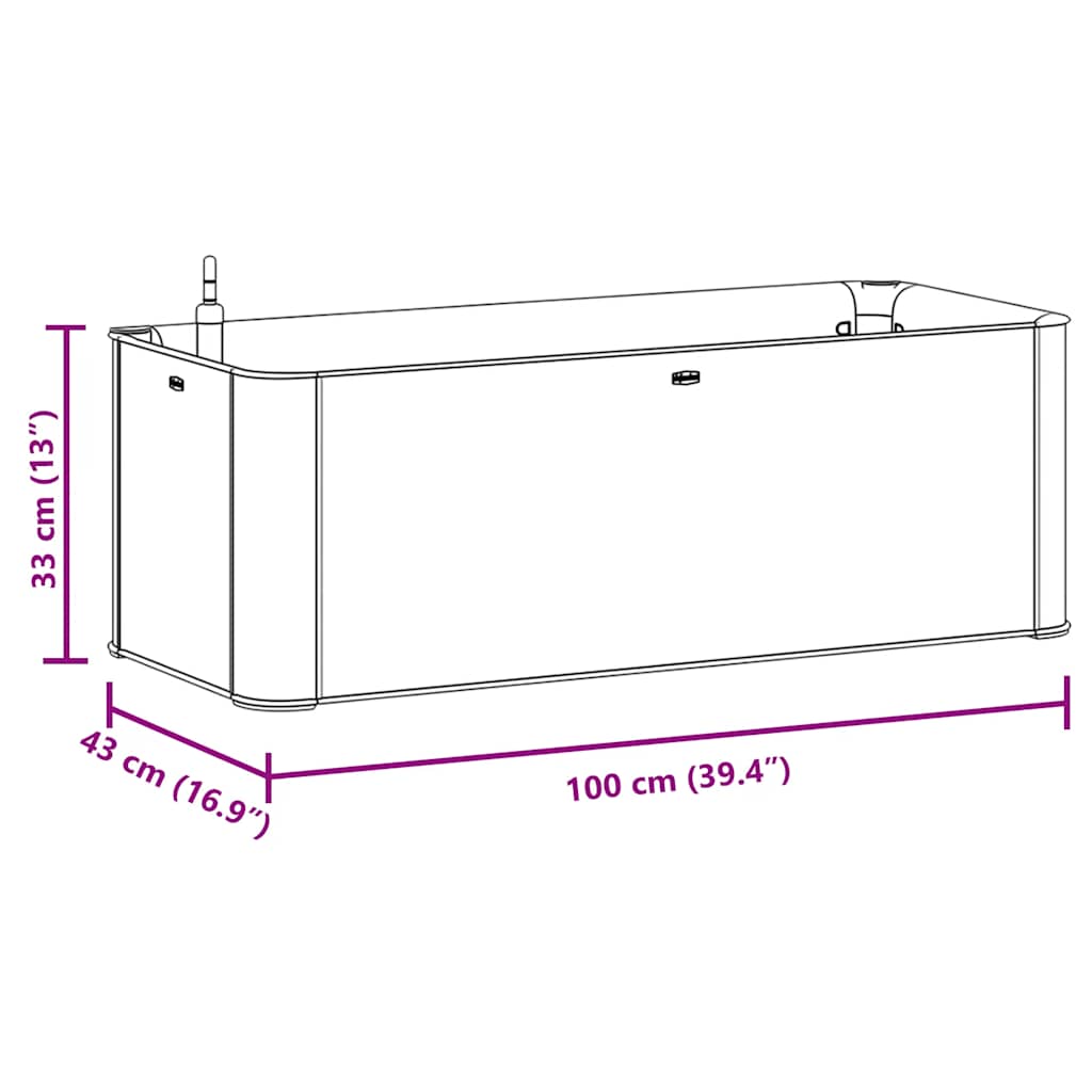 Høybed med selvvanningssystem hvit 100x43x33 cm