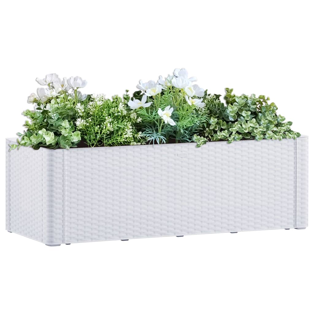 Høybed med selvvanningssystem hvit 100x43x33 cm