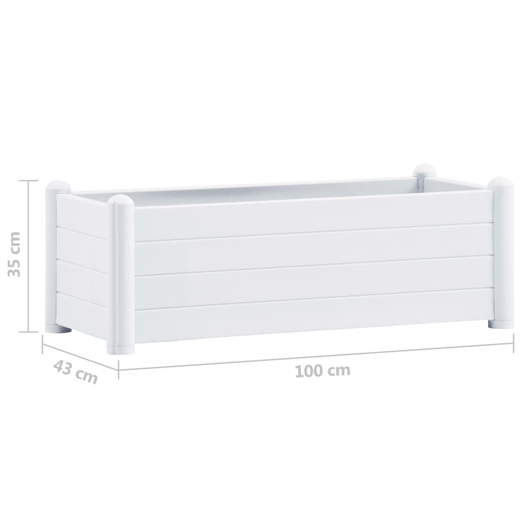 Høybed PP hvit 100x43x35 cm