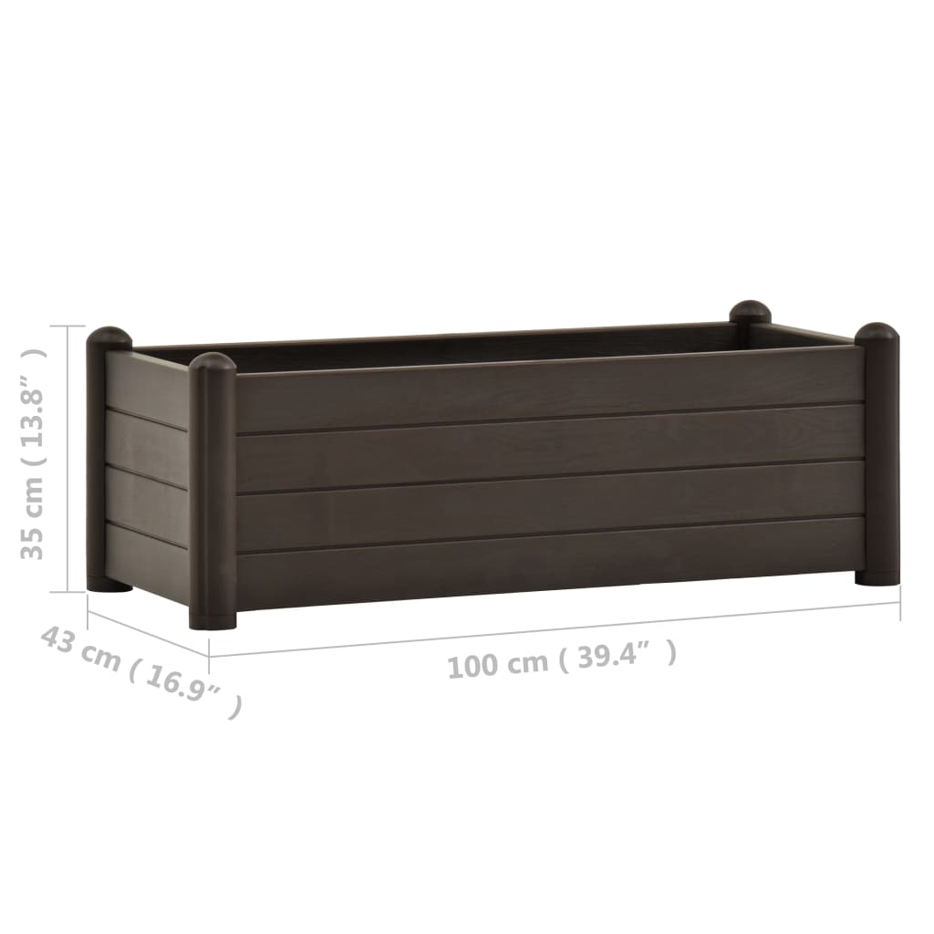 Høybed PP mocca 100x43x35 cm