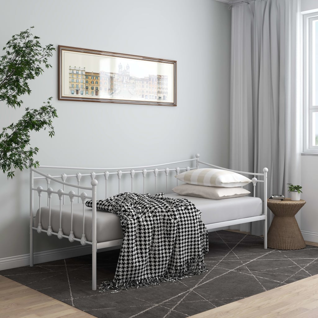 Ramme til sovesofa hvit metall 90x200 cm