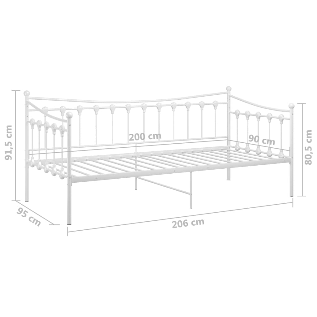 Ramme til sovesofa hvit metall 90x200 cm