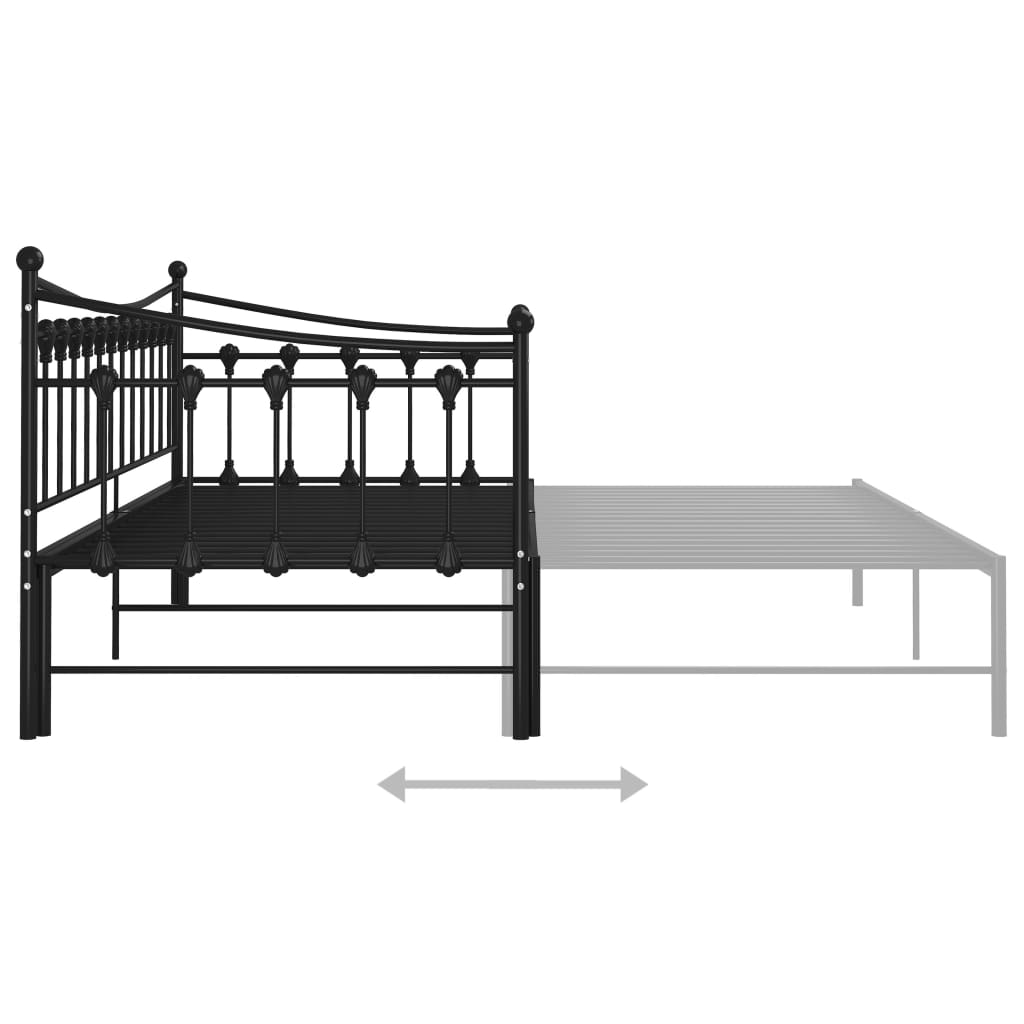 Uttrekkbar ramme til sovesofa svart metall 90x200 cm