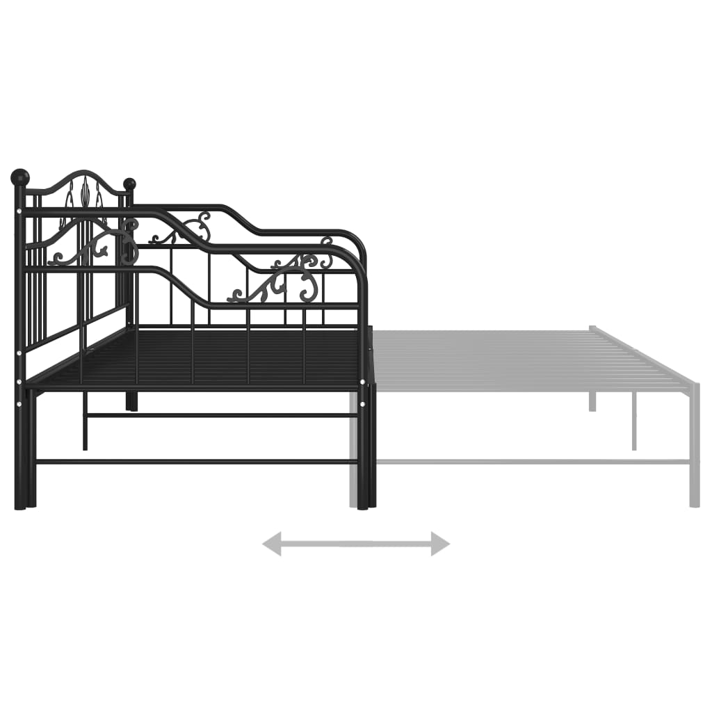 Uttrekkbar ramme til sovesofa svart metall 90x200 cm