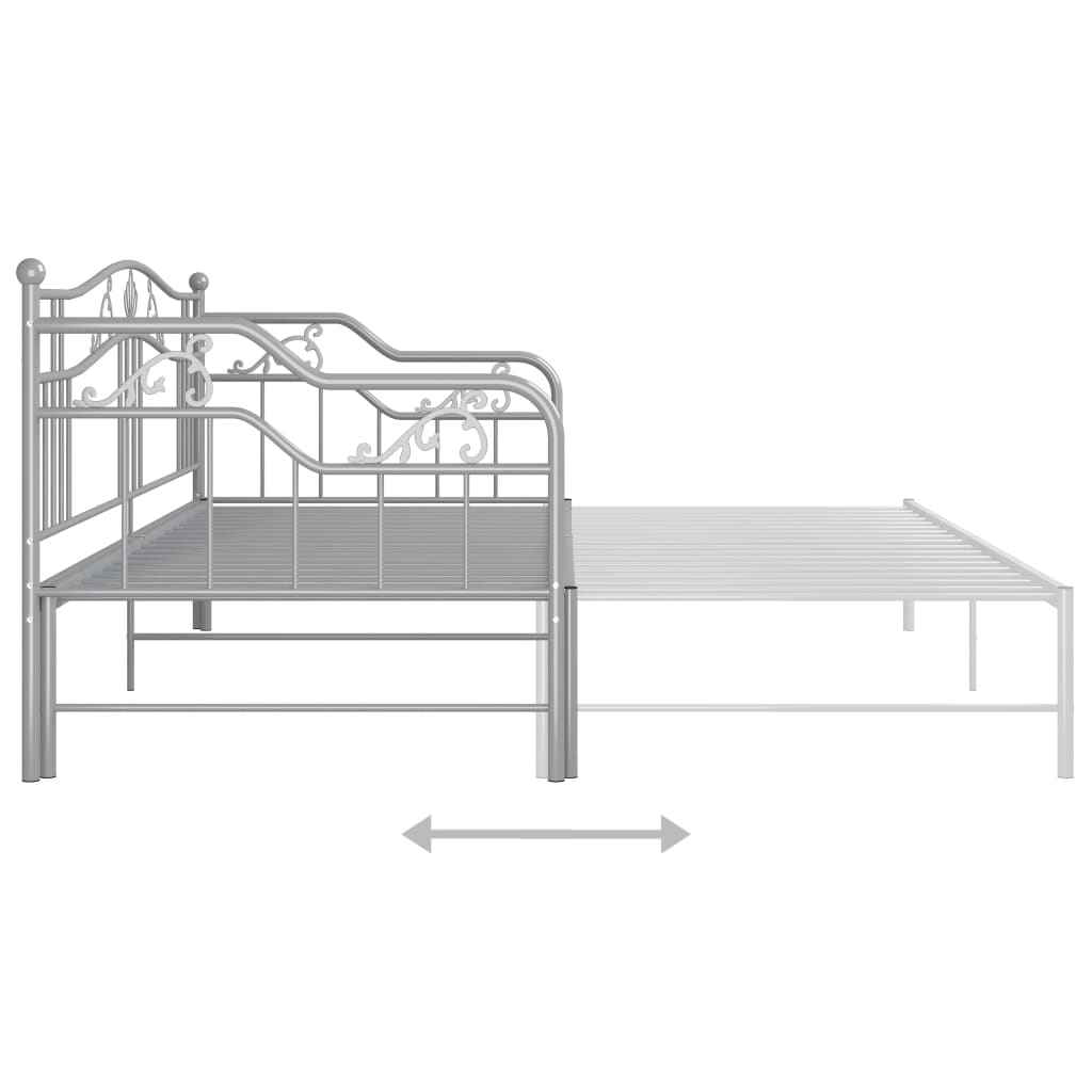 Uttrekkbar ramme til sovesofa grå metall 90x200 cm