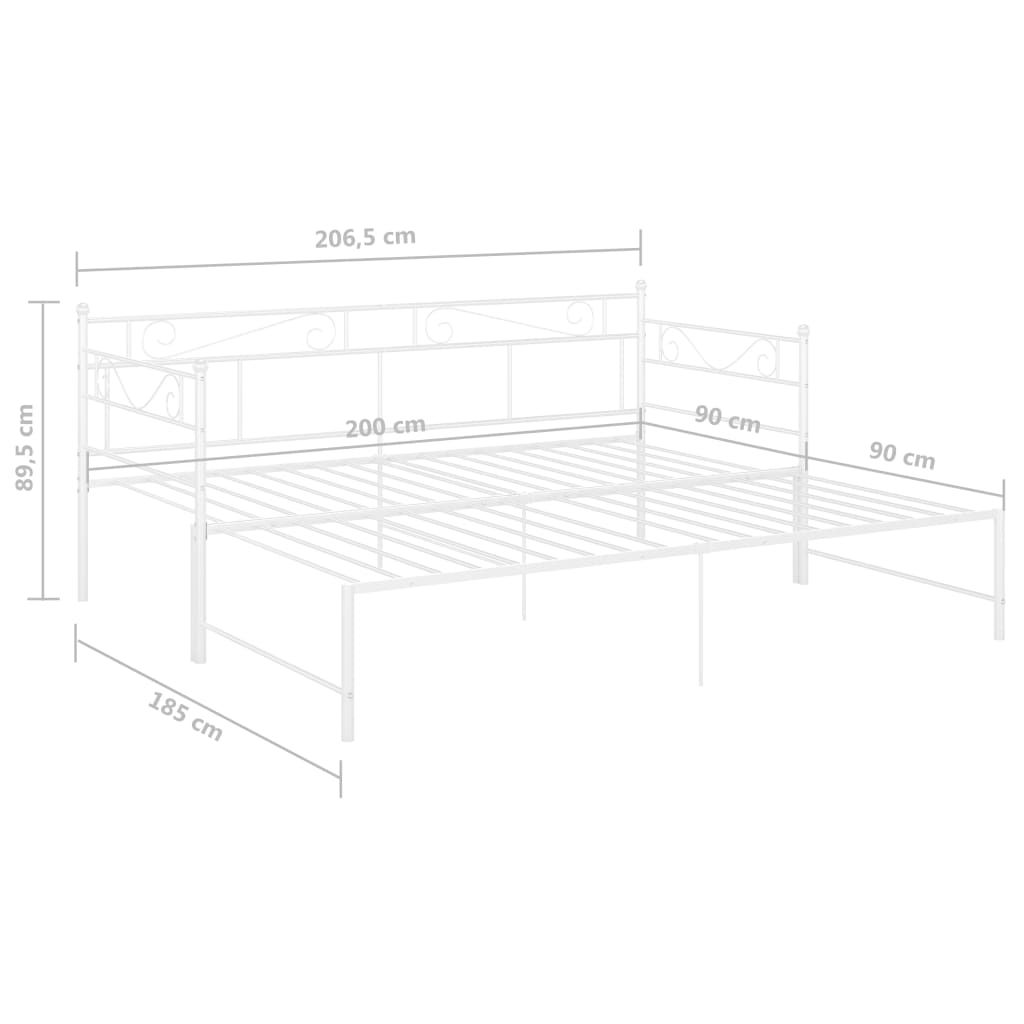 Uttrekkbar ramme til sovesofa hvit metall 90x200 cm