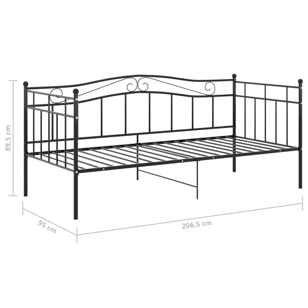 Ramme til sovesofa svart metall 90x200 cm