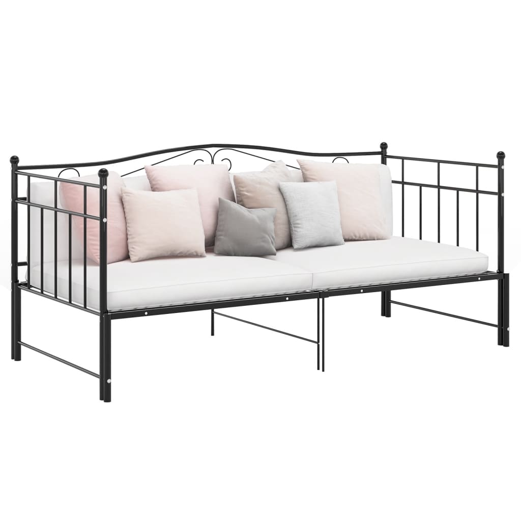 Uttrekkbar ramme til sovesofa svart metall 90x200 cm