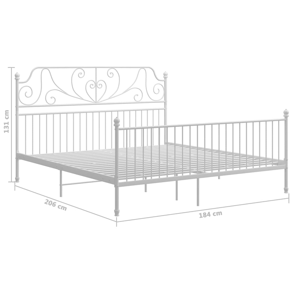 Sengeramme hvit metall 180x200 cm