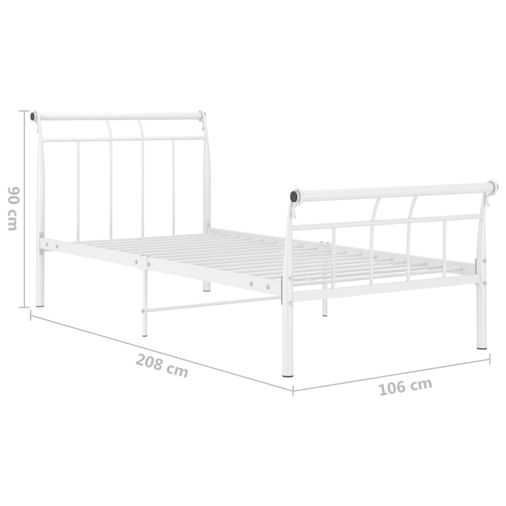 Sengeramme hvit metall 100x200 cm