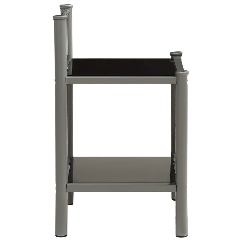 Nattbord 2 stk grå og svart metall og glass