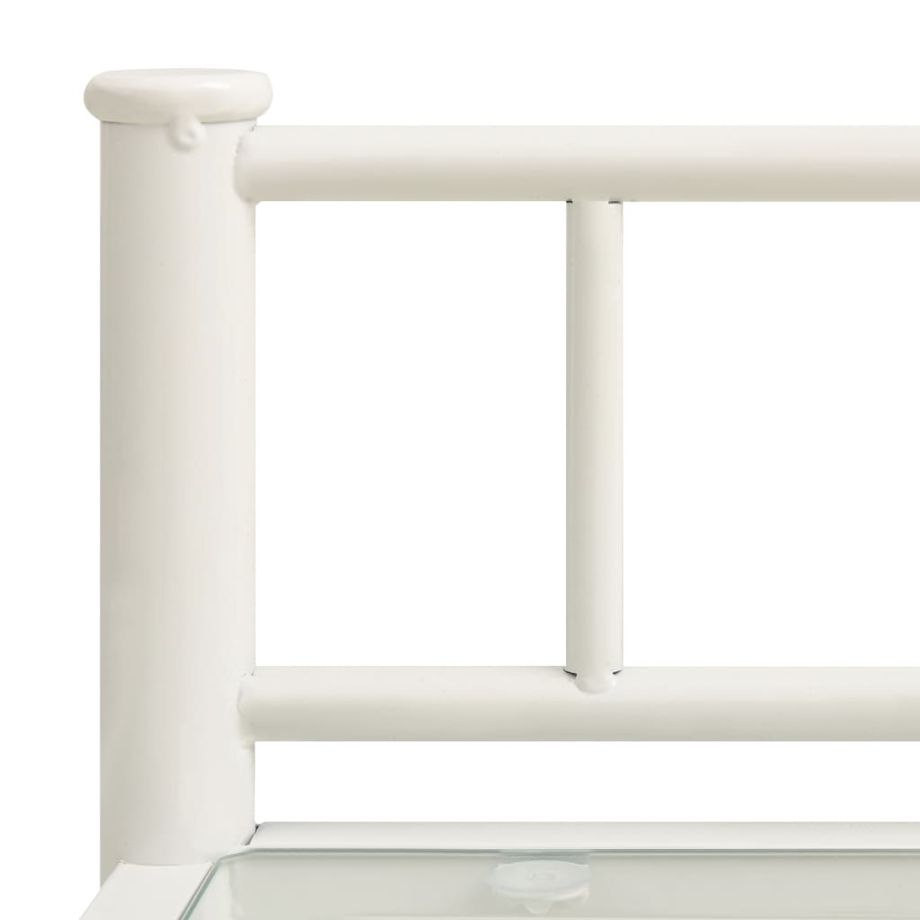Nattbord 2 stk hvit og gjennomsiktig metall og glass