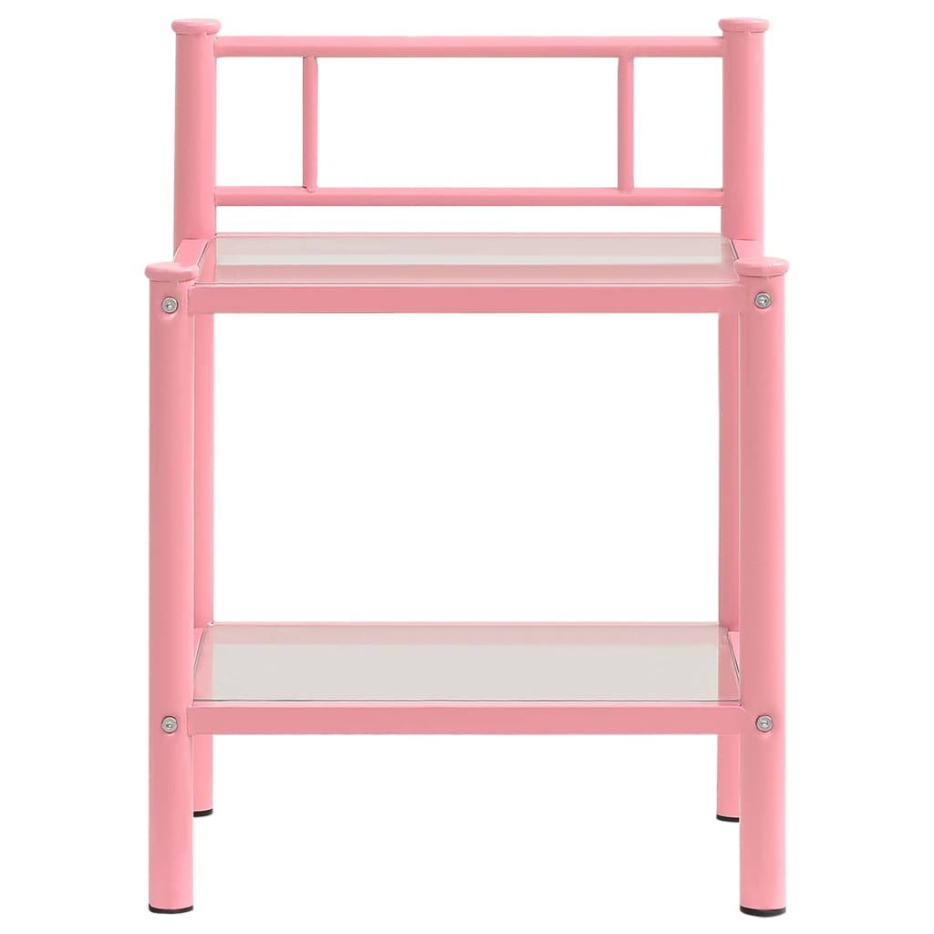 Nattbord 2 stk rosa og gjennomsiktig metall og glass