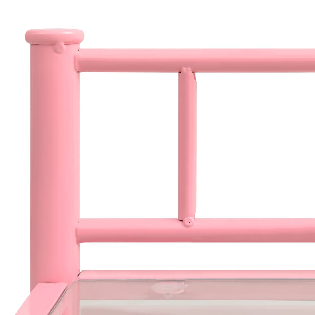Nattbord 2 stk rosa og gjennomsiktig metall og glass