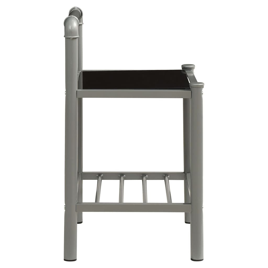 Nattbord 2 stk grå og svart metall og glass