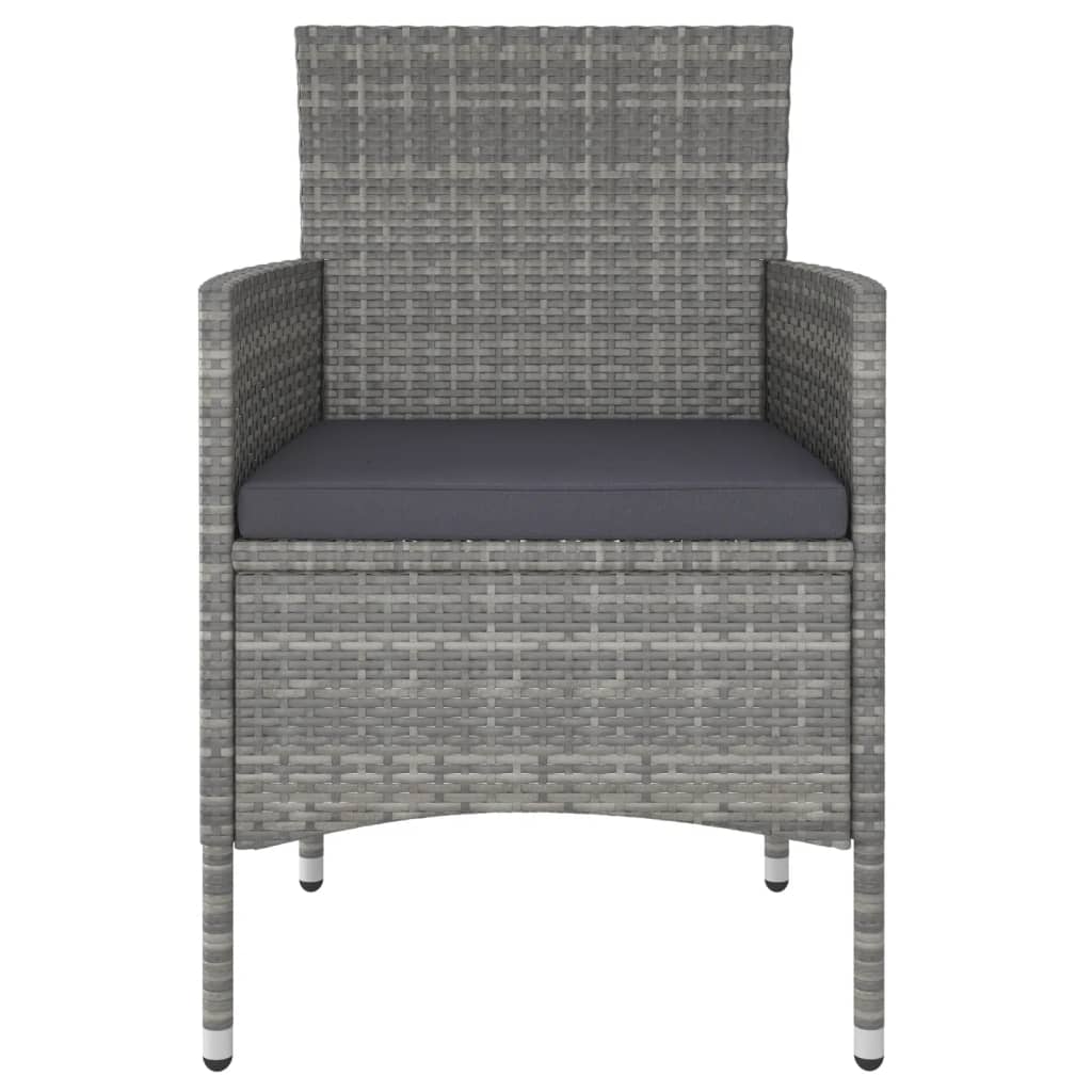 Hagespisegruppe 5 deler polyrotting og herdet glass grå