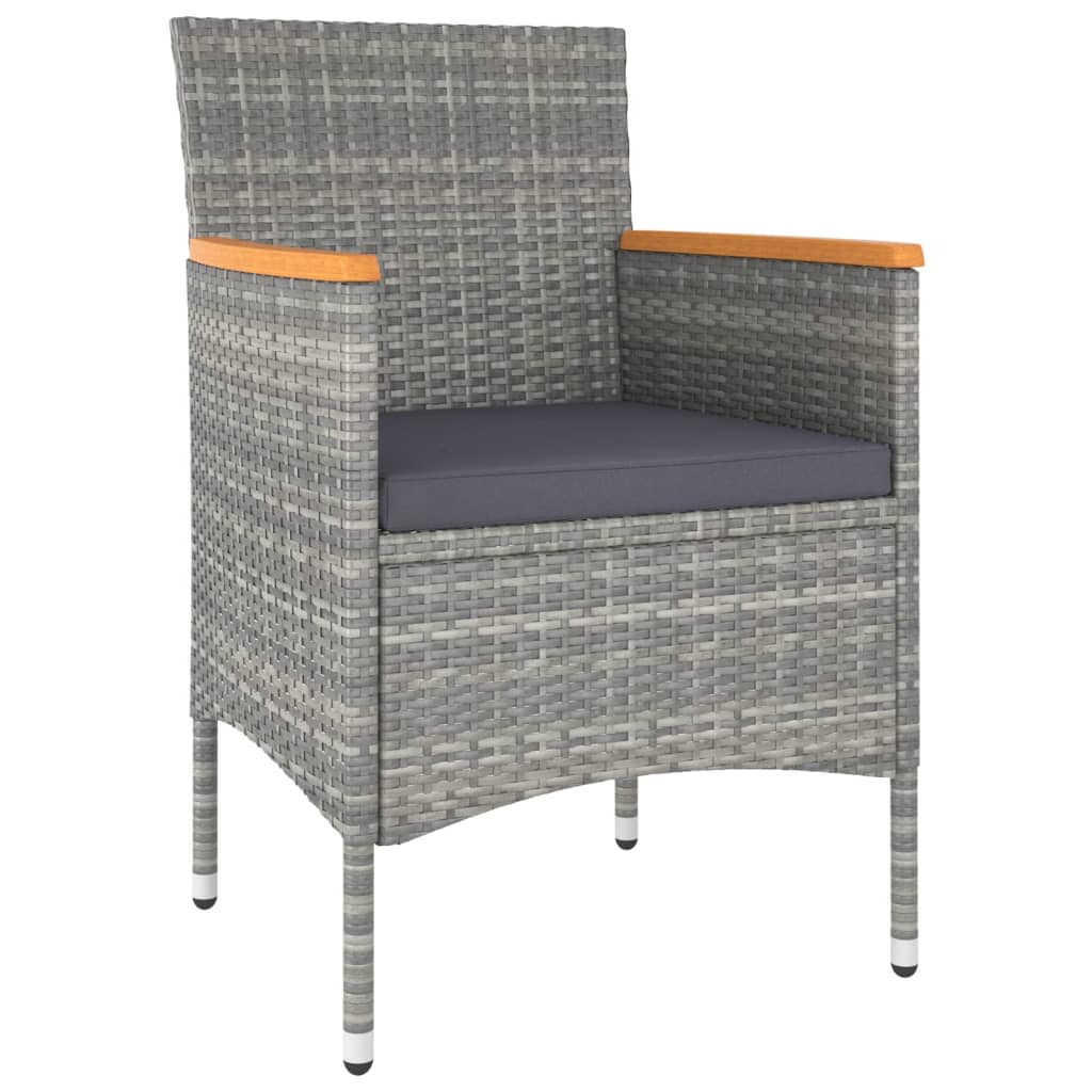 Hagespisegruppe 5 deler polyrotting og herdet glass grå