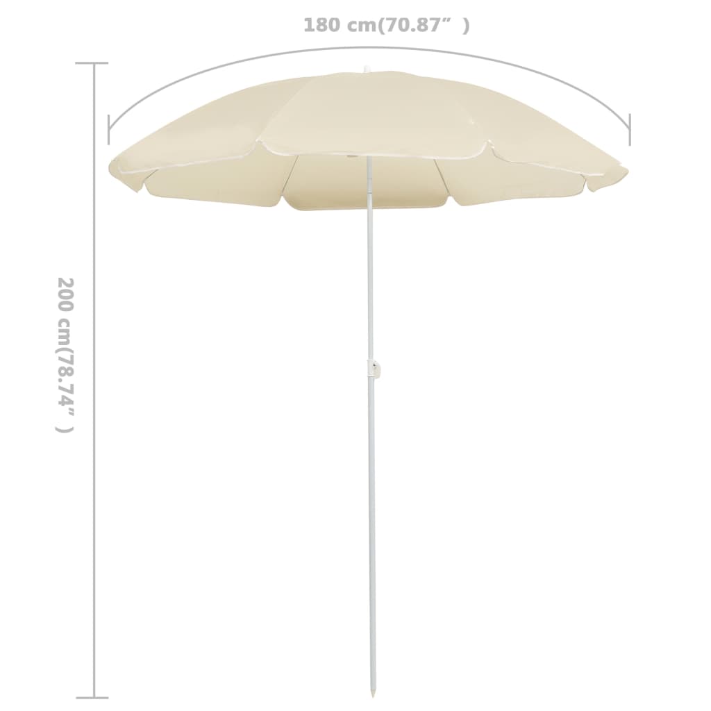 Hageparasoll med stålstang sand 180 cm